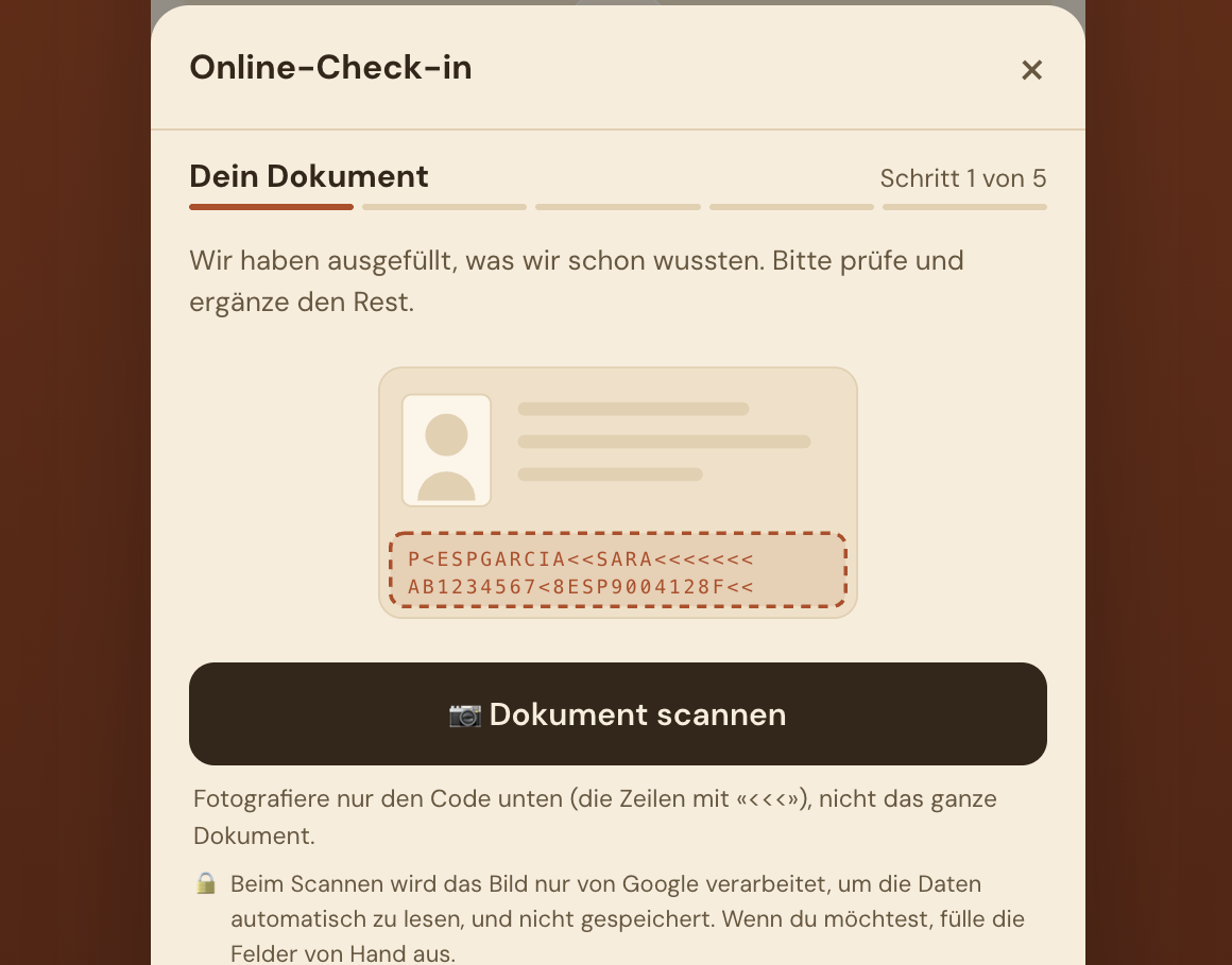 Der Online-Check-in des Gastes Schritt für Schritt