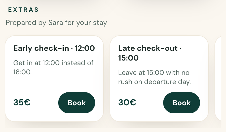 The upsell offer inside the guest app